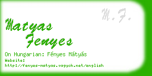 matyas fenyes business card