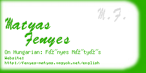 matyas fenyes business card